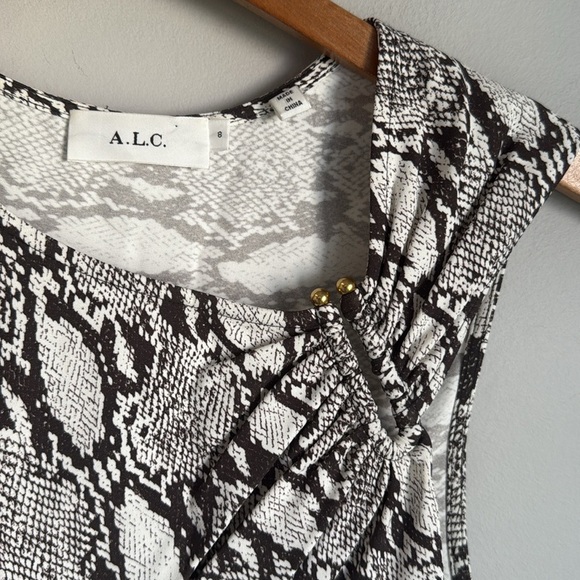 A.L.C. Beale Snakeskin Print Cutout Midi Dress 8 - Picture 7 of 16